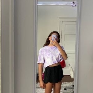 tie dye cropped shirt in purple